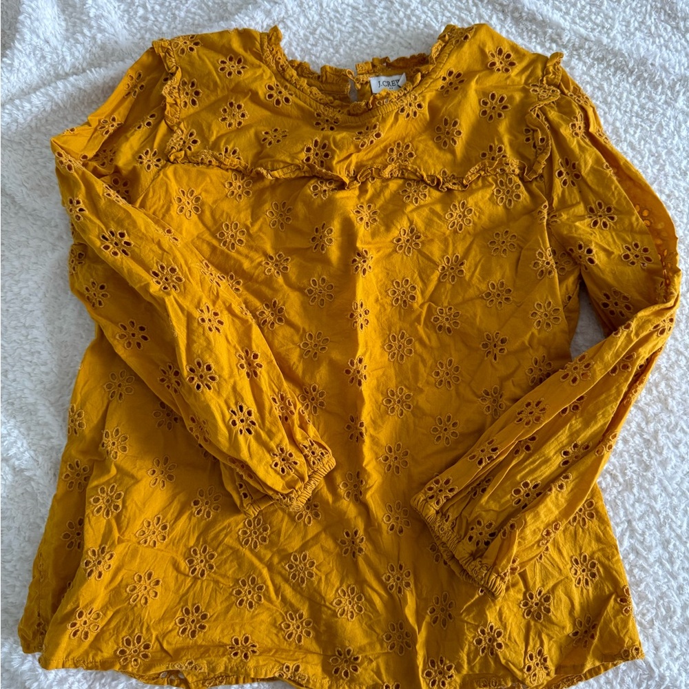 J Crew marigold floral cutout design blouse